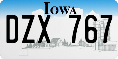 IA license plate DZX767