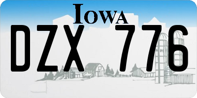 IA license plate DZX776