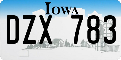 IA license plate DZX783