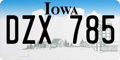 IA license plate DZX785