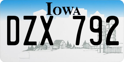 IA license plate DZX792