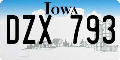 IA license plate DZX793
