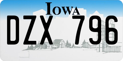 IA license plate DZX796