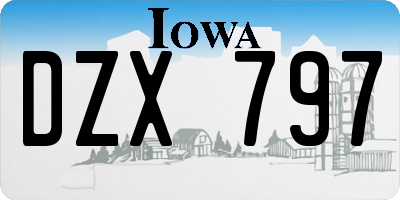 IA license plate DZX797