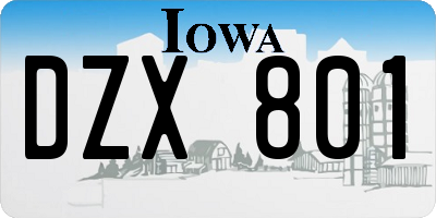IA license plate DZX801