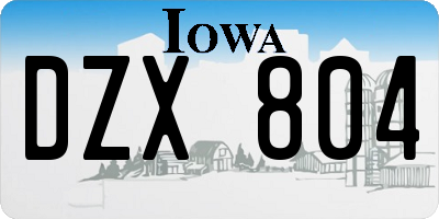 IA license plate DZX804