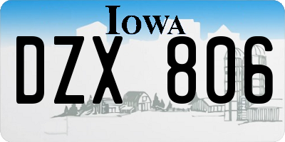 IA license plate DZX806