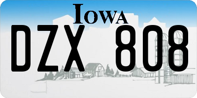 IA license plate DZX808