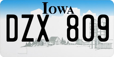 IA license plate DZX809