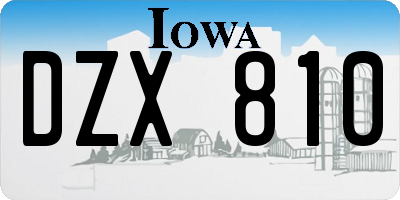 IA license plate DZX810