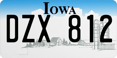 IA license plate DZX812