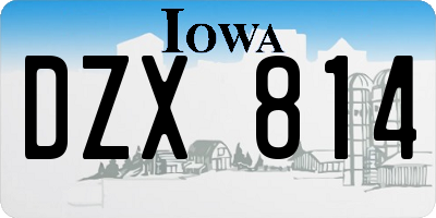 IA license plate DZX814