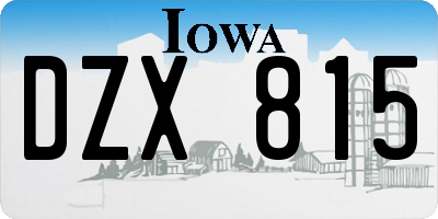 IA license plate DZX815