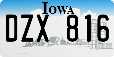 IA license plate DZX816