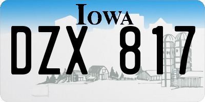 IA license plate DZX817