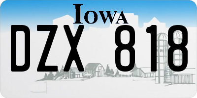 IA license plate DZX818