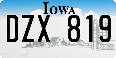 IA license plate DZX819