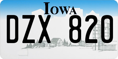 IA license plate DZX820