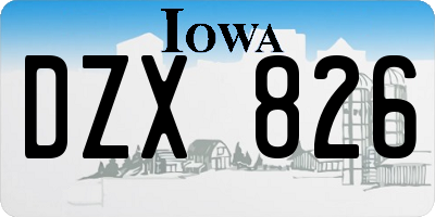 IA license plate DZX826