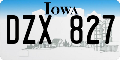 IA license plate DZX827