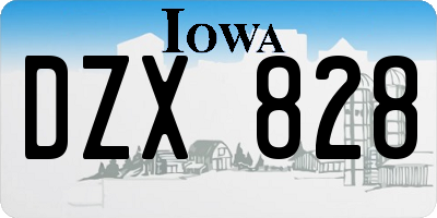 IA license plate DZX828