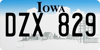 IA license plate DZX829