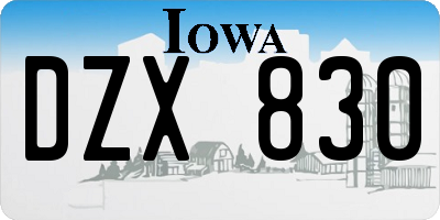 IA license plate DZX830