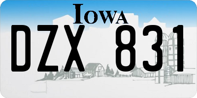 IA license plate DZX831