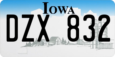 IA license plate DZX832
