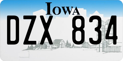 IA license plate DZX834