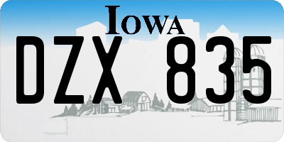 IA license plate DZX835