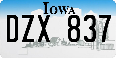 IA license plate DZX837