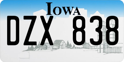 IA license plate DZX838