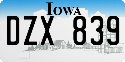 IA license plate DZX839