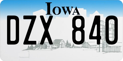 IA license plate DZX840