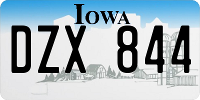 IA license plate DZX844