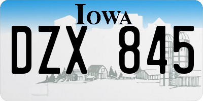 IA license plate DZX845