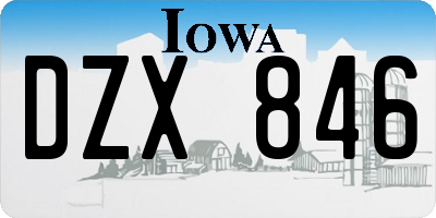 IA license plate DZX846