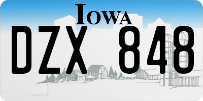 IA license plate DZX848