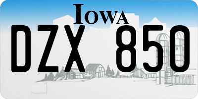 IA license plate DZX850