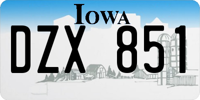 IA license plate DZX851