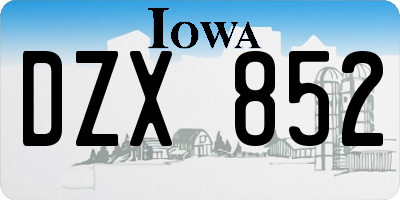 IA license plate DZX852