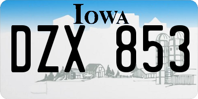 IA license plate DZX853