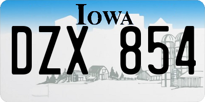 IA license plate DZX854