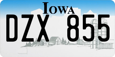 IA license plate DZX855
