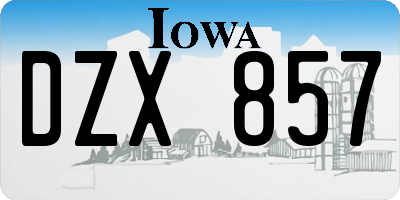 IA license plate DZX857