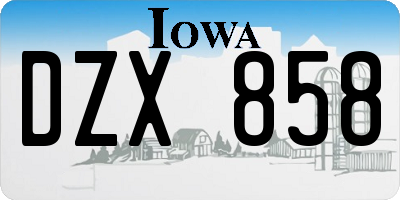 IA license plate DZX858