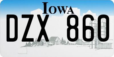 IA license plate DZX860