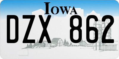 IA license plate DZX862