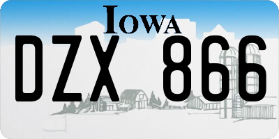 IA license plate DZX866